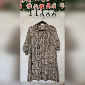 Lili & Lala Snake Print Sheer Button Up Tunic/Dress